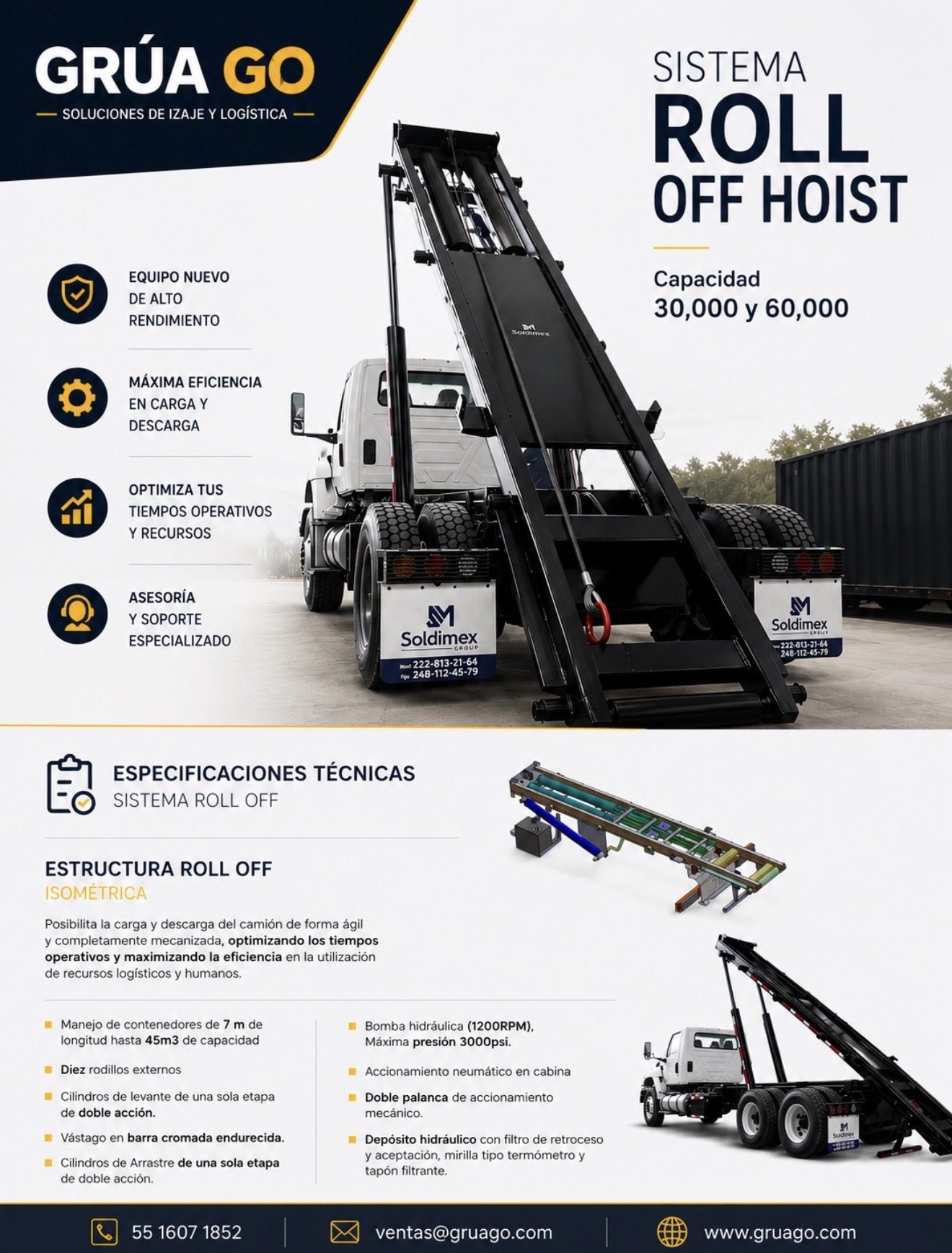 30 Ton Sistema Roll Off Hoist Soldimex